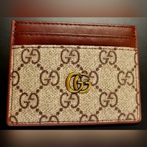 Gucci GG Monogram Brown and Beige Card Holder